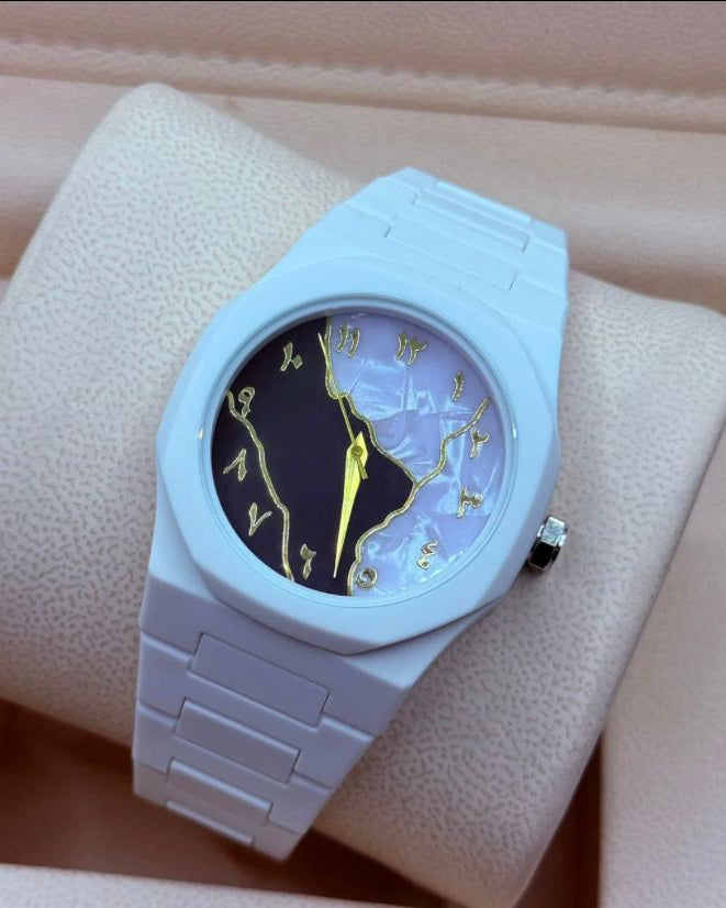 Black and White Aura White/Black Dial Watch